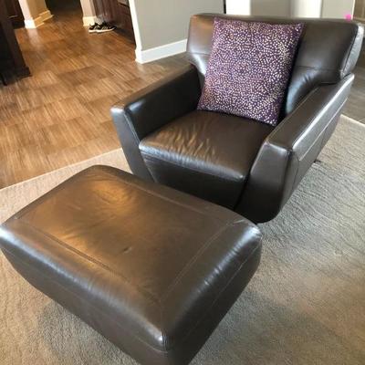 Designer Leather Occasional Chair & Ottoman #2