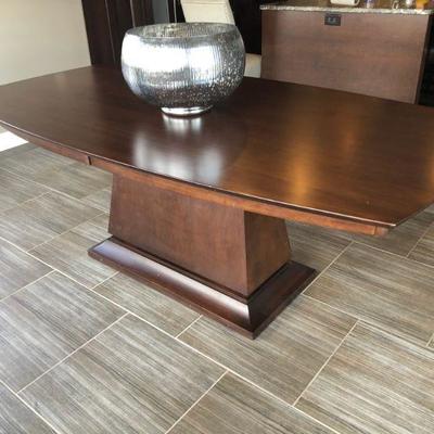 Contemporary Pine Table w/Walnut finish