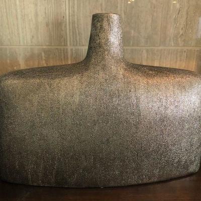 Silver Beaded Glass Vase #2
