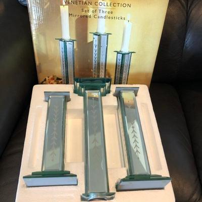 Set of 3 Mirrored Candlesticks