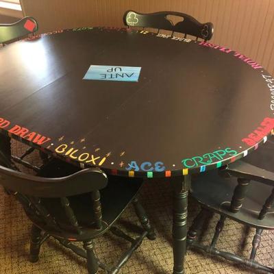 Hand Painted Game Table with 4 Chairs