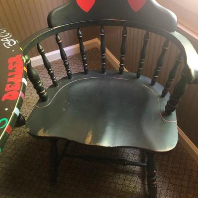 Hand Painted Game Table with 4 Chairs