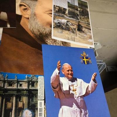Lot of Vintage Catholic Pope Photos and Accessories