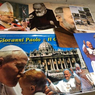 Lot of Vintage Catholic Pope Photos and Accessories