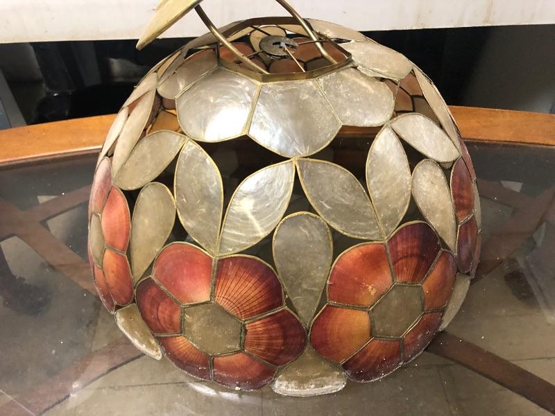 Vintage Capiz Shell Hanging Lamp,