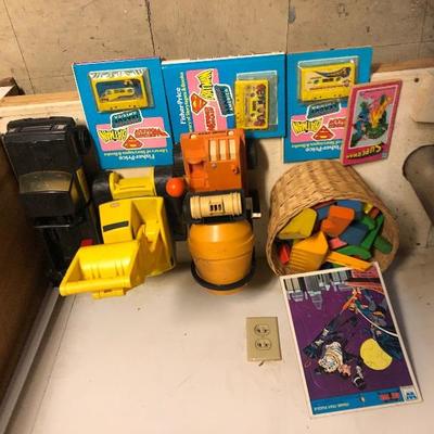 Toy Lot 19, Fisher Price Story Books and Tapes, Fisher Price Cement Mixer, FIsher Price Bulldozer and More