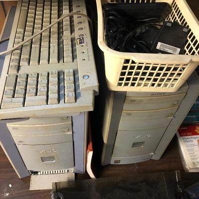 Electronics Light 2, 2 PC Towers, Keyboard and Computer Wires Lot
