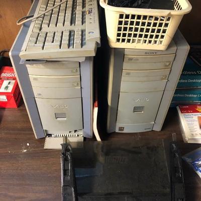 Electronics Light 2, 2 PC Towers, Keyboard and Computer Wires Lot