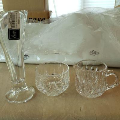 Mikasa Vase/crystal sugar/creamer