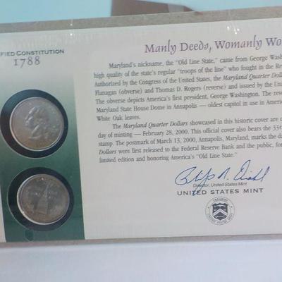 2 Sets of state quarters, non-circulated Maryland and South Carolina.