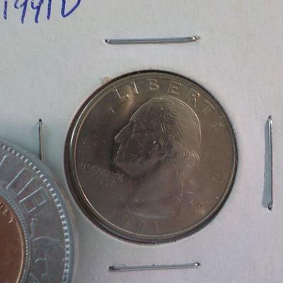 Good luck coin 1938, and 1991 D, 1987- D.