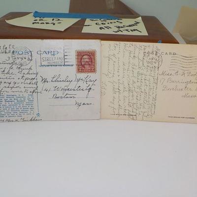 Vintage post cards with collector stamps.