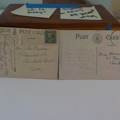 Vintage post cards with early stamps;