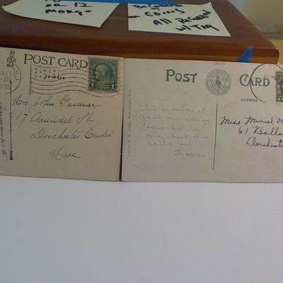 Vintage post cards with early stamps;