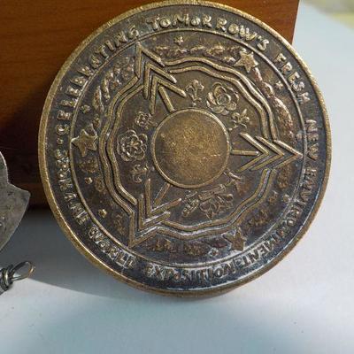 Boy Scouts of America " 1900 Eagle Scout Badge", 1964 World Fair Coin/ Indian Wooden Nickel.