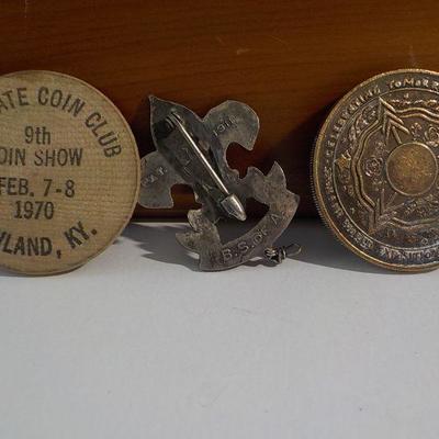 Boy Scouts of America " 1900 Eagle Scout Badge", 1964 World Fair Coin/ Indian Wooden Nickel.