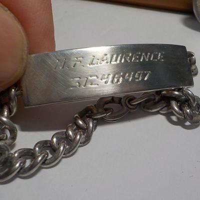 Collector First Prize 1848 medallion and Military WW2 ID bracelet.