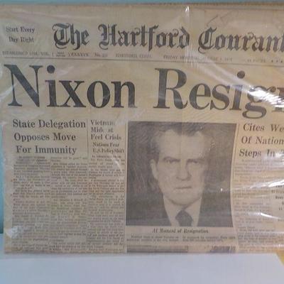 Hartford Newspaper Original "Nixon Resigns".