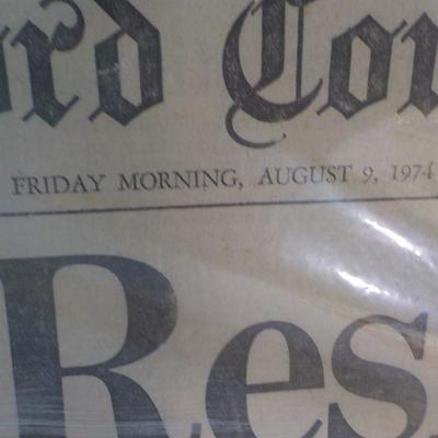 Hartford Newspaper Original "Nixon Resigns".