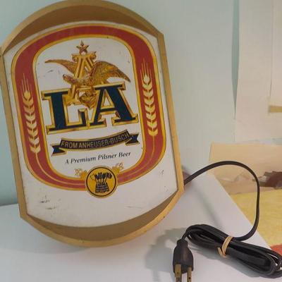 Vintage Beer sign/ LA Lager/ Anhauser Busch.