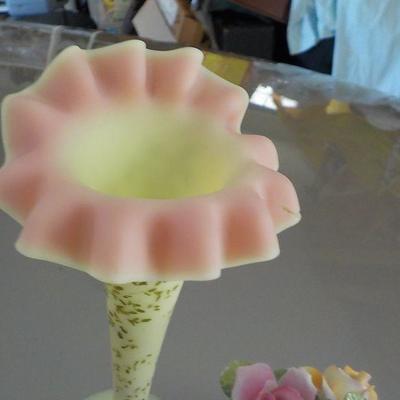 8 in. Fold over  ceramic flower and Ceramic flower art