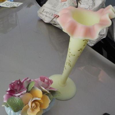 8 in. Fold over  ceramic flower and Ceramic flower art