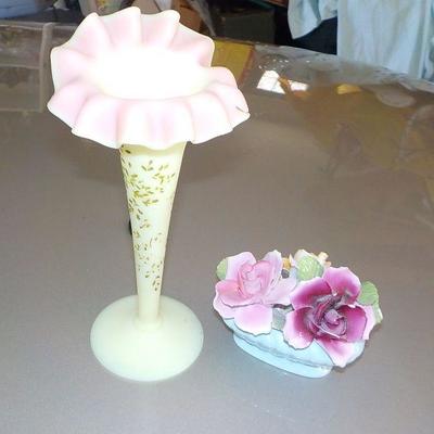 8 in. Fold over  ceramic flower and Ceramic flower art