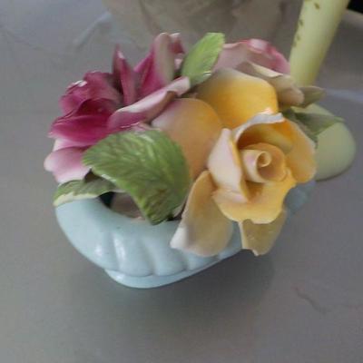 8 in. Fold over  ceramic flower and Ceramic flower art