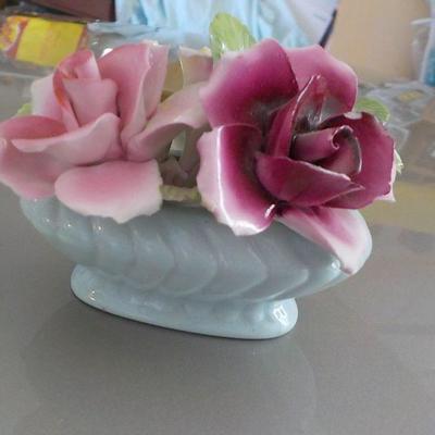 8 in. Fold over  ceramic flower and Ceramic flower art