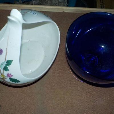 Hallcraft by Ava Zeval vase and Cobalt blue Bowl.