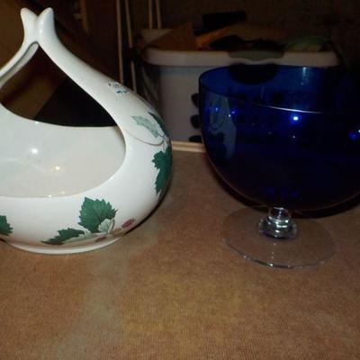 Hallcraft by Ava Zeval vase and Cobalt blue Bowl.