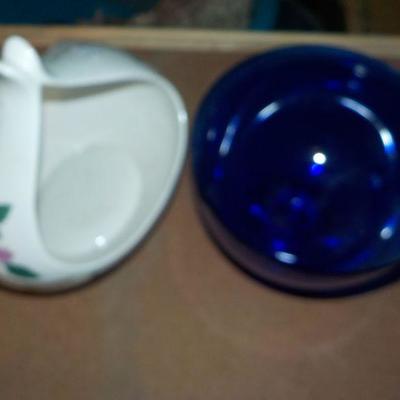 Hallcraft by Ava Zeval vase and Cobalt blue Bowl.