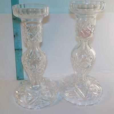2- " Lismore Candle Holders from " Waterford".