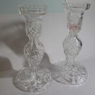 2- " Lismore Candle Holders from " Waterford".
