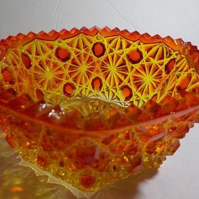 Glass Apple paper weight and Carnival Glass Red Candy dish (rare).