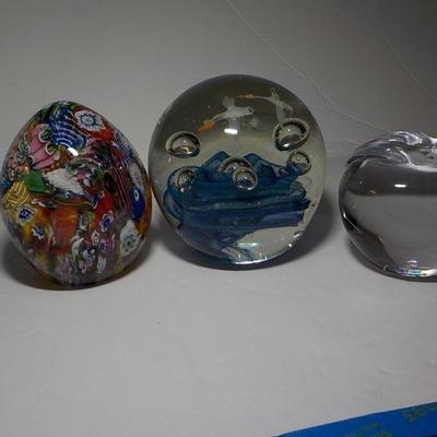  3 - decorated paper weights, murano and stien.