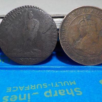 British Coin 1845 sold and King George V11 / 1906 penny.
