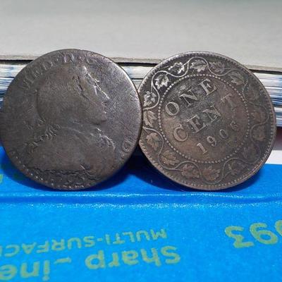 British Coin 1845 sold and King George V11 / 1906 penny.