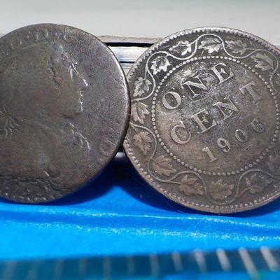 British Coin 1845 sold and King George V11 / 1906 penny.