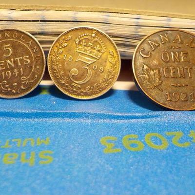 3 British coins king George V1-1941 5 cent/1909 3 cent/ 1921 one cent.