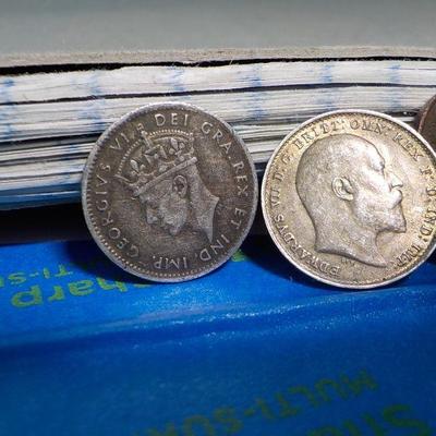 3 British coins king George V1-1941 5 cent/1909 3 cent/ 1921 one cent.