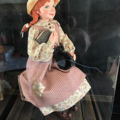 Rare Simpich Doll - Anne of Green Gables - with Music Box under glass.