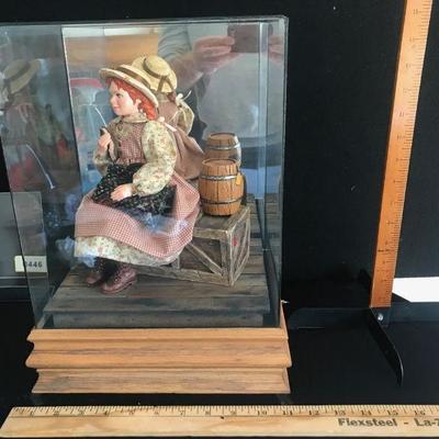 Rare Simpich Doll - Anne of Green Gables - with Music Box under glass.