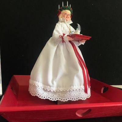 Vintage Simpich Doll - Santa Lucia Swedish Christmas Holiday figurine. Perfect condition.