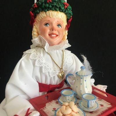 Vintage Simpich Doll - Santa Lucia Swedish Christmas Holiday figurine. Perfect condition.