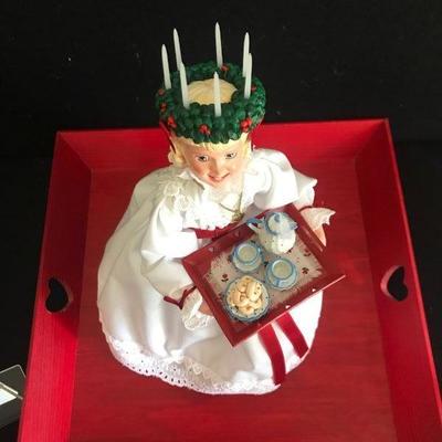 Vintage Simpich Doll - Santa Lucia Swedish Christmas Holiday figurine. Perfect condition.