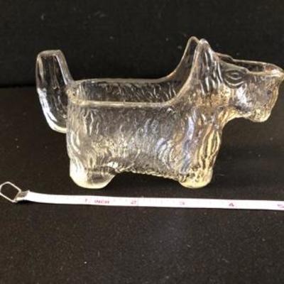 Lot of Glass Scotty Dog Candy Dish & Three Egg Cups of Chicks In Box