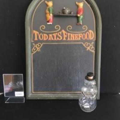 Kitchen Menu Board & Glass Bear Jar