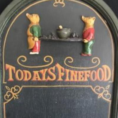 Kitchen Menu Board & Glass Bear Jar