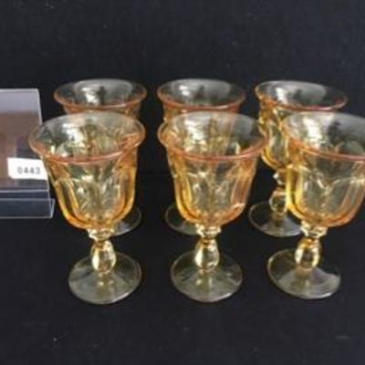 Quality Vintage Gold  Yellow Pressed Glass Set of 6